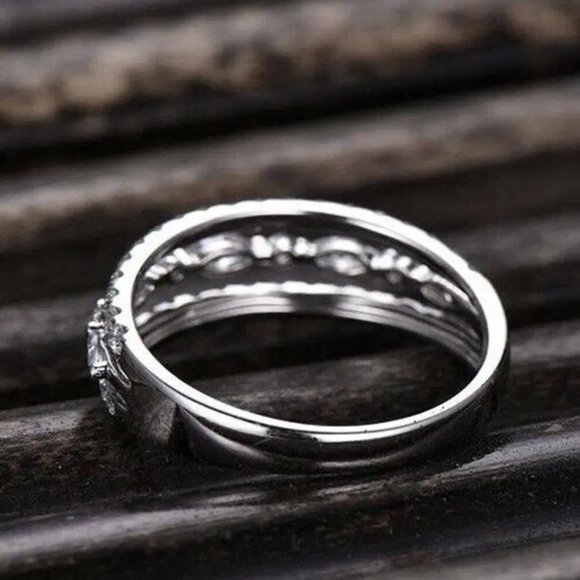 💍Eternity 925 Silver Plated CZ Three  Stackable Dainty Ring for Women,UNVN12319 - Picture 3 of 6